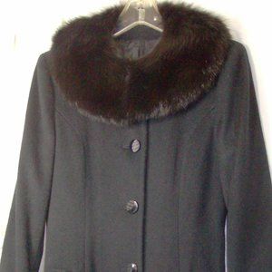 Jules Miller Full length Wool Coat with Fur collar and cuffs.  Size 6
